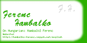 ferenc hambalko business card